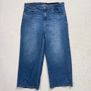 Levi's Jeans Womens 16 W33 Blue Wide Leg Crop High Rise Stretch Denim